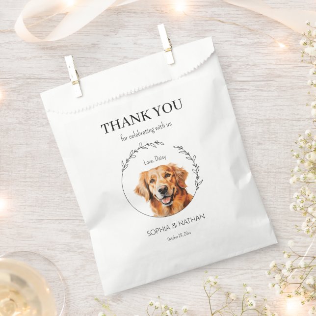 Golden Retriever Dog Wedding Thank You Favor Bag (Clipped)