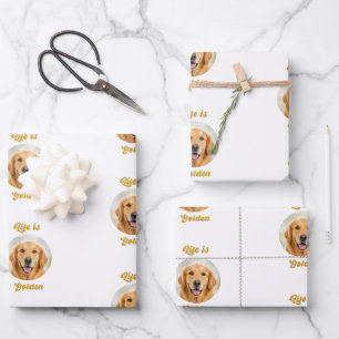 Golden Retriever dog white gold photo Wrapping Paper Sheets