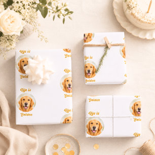 Golden Retriever dog white gold photo Wrapping Paper Sheets