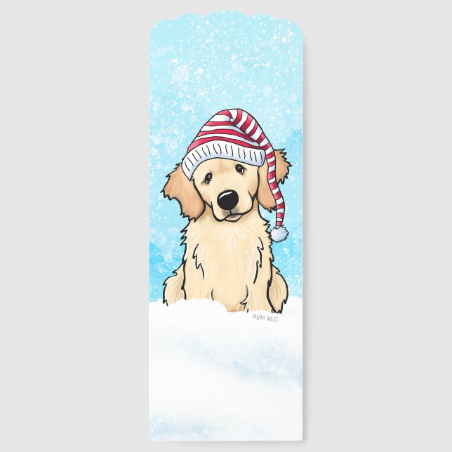 Golden Retriever Dog Winter Bookmarks (Front)