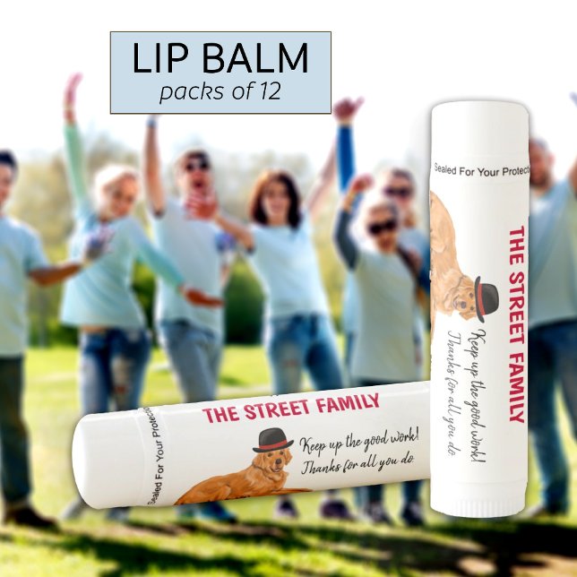 Golden Retriever Dog with Hat Thank You Lip Balm (group gifts)