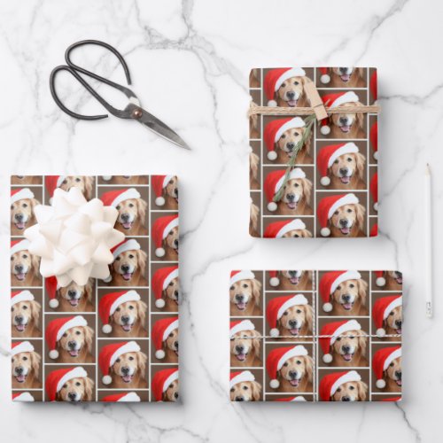 Golden Retriever Dog With Red Santa Hat Christmas Wrapping Paper Sheets