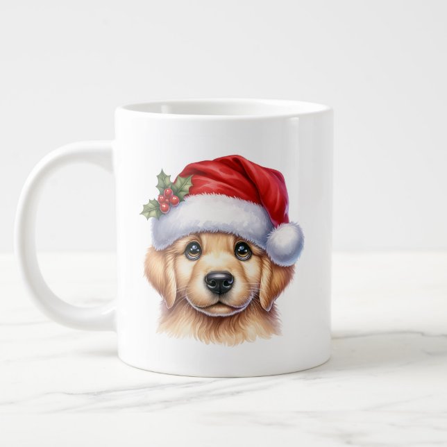 Golden Retriever Dog with Santa Claus Style-82535  Giant Coffee Mug (Left)