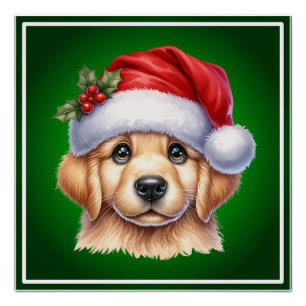Golden Retriever Dog with Santa Claus Style-82535 Poster