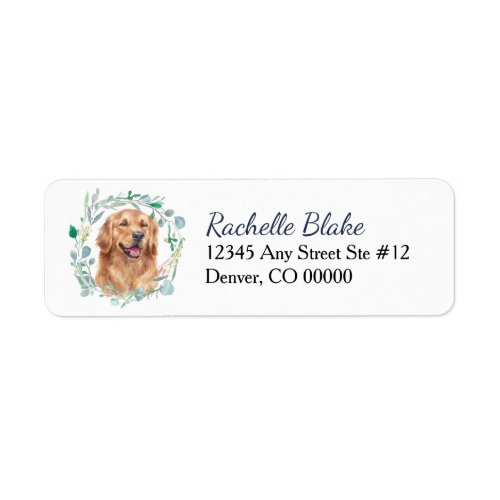 Golden Retriever Dog Wreath Return Address Label