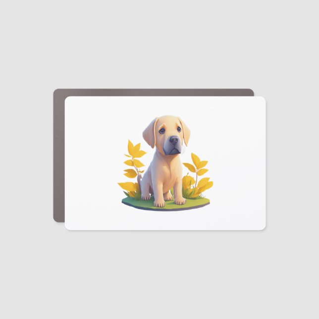 Golden Retriever Doggo Cute Digital Chibi Car Magnet (Front)