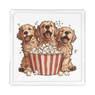 Golden Retriever Dogs Movie Popcorn Bucket Acrylic Tray