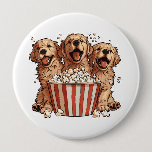 Golden Retriever Dogs Movie Popcorn Bucket Button