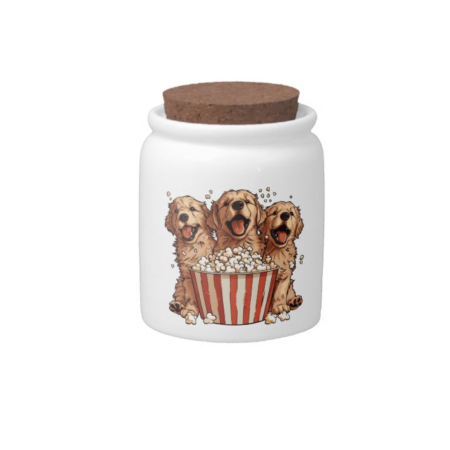 Golden Retriever Dogs Movie Popcorn Bucket Candy Jar (Front)