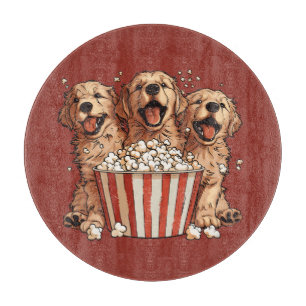 Golden Retriever Dogs Movie Popcorn Bucket Cutting Board