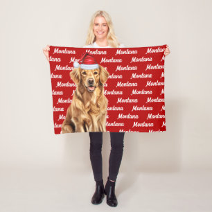 Golden Retriever Dog's Name Christmas Holiday Fleece Blanket