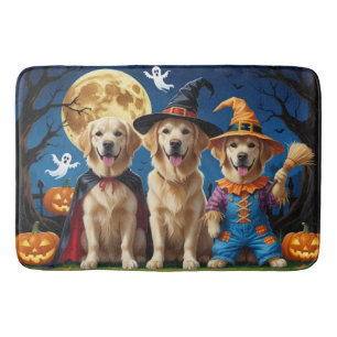 Golden Retriever Dogs Pumpkin Halloween Funny Bath Mat