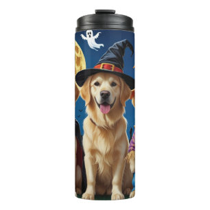 Golden Retriever Dogs Pumpkin Halloween Funny Thermal Tumbler