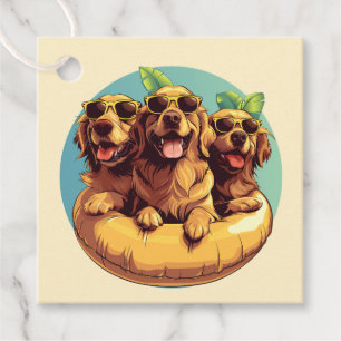 Golden Retriever Dogs Summer Pool Floaties Favor Tags