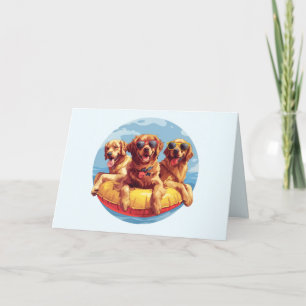 Golden Retriever Dogs Summer Pool Floaties Thank You Card