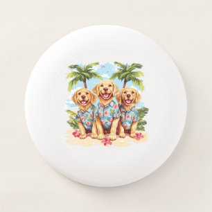 Golden Retriever Dogs Wearing Hawaiian Shirts Wham-O Frisbee