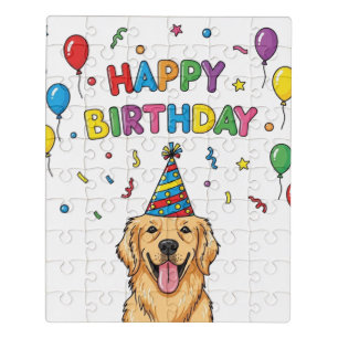 Golden Retriever Doodle Happy Birthday Jigsaw Puzzle