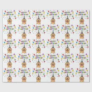 Golden Retriever Doodle Happy Birthday Wrapping Paper