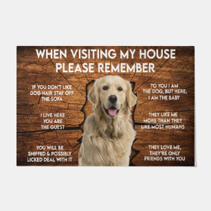 Winter Wonder Lane Golden Holiday Green, Red & Yellow Golden Retriever  Cushioned Doormat