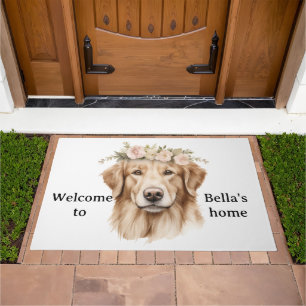 Golden Retriever Doormat White