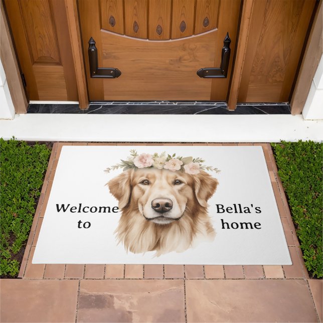Golden Retriever Doormat White (Outdoor)