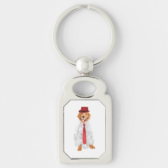 golden retriever drawing  keychain (Front)