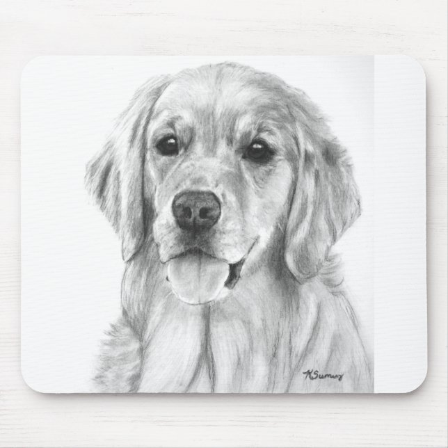 Golden Retriever Drawing Mousepad (Front)