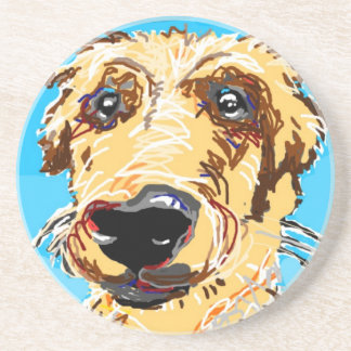 Golden Retriever Drawing Sandstone Coaster