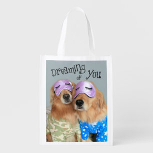Golden Retriever Dreaming of You Reusable Grocery Bag