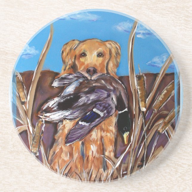 GOLDEN RETRIEVER DRINK COASTER (Front)