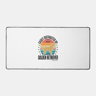 Golden Retriever Easily Distracted Vintage Dog Des Desk Mat