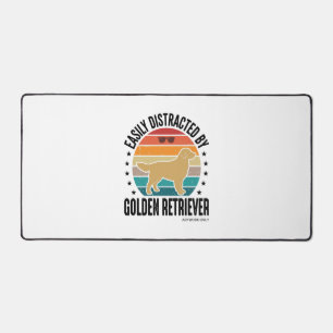 Golden Retriever Easily Distracted Vintage Dog Des Desk Mat