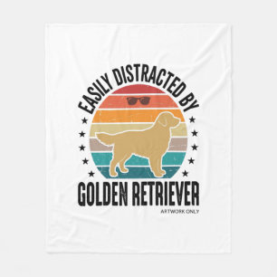 Golden Retriever Easily Distracted Vintage Dog Des Fleece Blanket