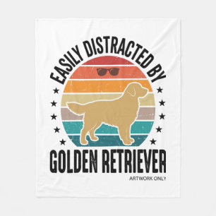 Golden Retriever Easily Distracted Vintage Dog Des Fleece Blanket