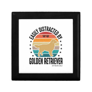 Golden Retriever Easily Distracted Vintage Dog Des Gift Box
