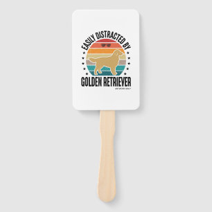 Golden Retriever Easily Distracted Vintage Dog Des Hand Fan