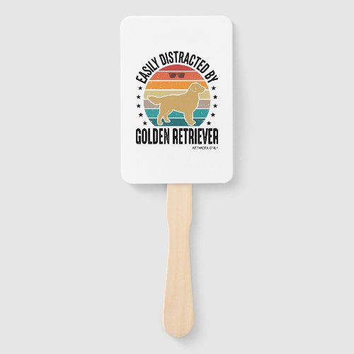 Golden Retriever Easily Distracted Vintage Dog Des Hand Fan