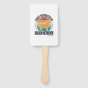 Golden Retriever Easily Distracted Vintage Dog Des Hand Fan