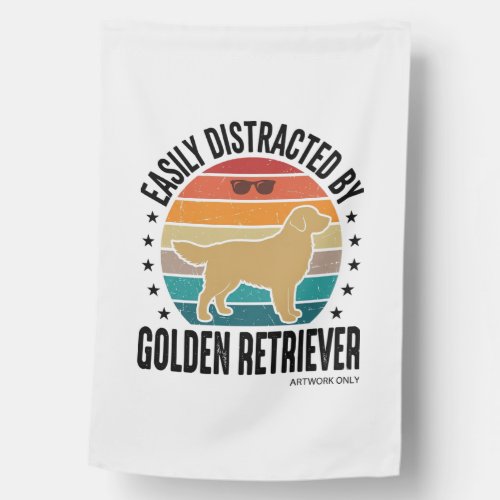 Golden Retriever Easily Distracted Vintage Dog Des House Flag