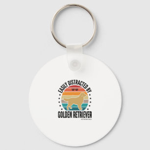 Golden Retriever Easily Distracted Vintage Dog Des Keychain