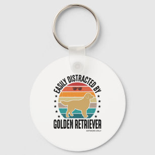 Golden Retriever Easily Distracted Vintage Dog Des Keychain