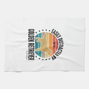 Golden Retriever Easily Distracted Vintage Dog Des Kitchen Towel