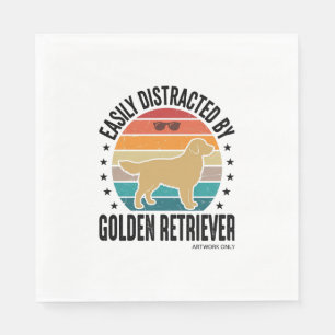 Golden Retriever Easily Distracted Vintage Dog Des Napkins