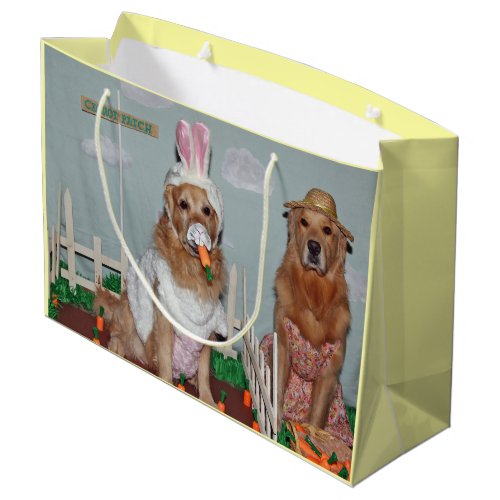 Golden Retriever Easter Bunny Carrot Patch Large Gift Bag