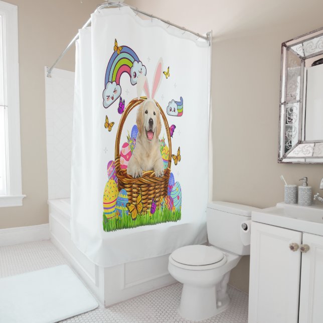Golden Retriever Easter Eggs Funny Cute Dog Shower Curtain (In Situ)