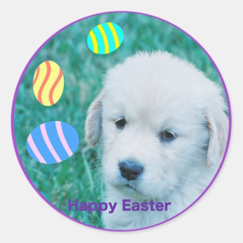 Golden Retriever Easter Puppy Cards  Gifts Classic Round Sticker