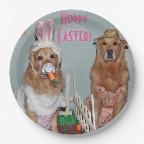 Golden Retriever Easter Rabbit Paper Plates