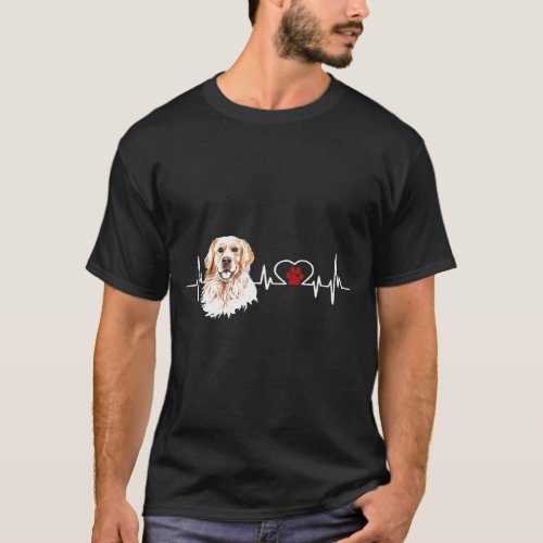 Golden Retriever Ekg Heartbeat Heart Line Dog Love T_Shirt