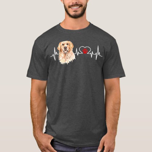 Golden Retriever EKG Heartbeat Heart Line Dog T_Shirt