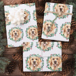 Golden Retriever Elegant Dog Christmas  Wrapping Paper Sheets<br><div class="desc">Add the finishing touch to your holiday gifts wrapping or party this holiday season with this elegant Christmas golden retriever in a wreath design christmas wrapping paper , and matching decor. This golden retriever holiday wrapping paper features a watercolor dog in a green and red wreath with holly and berries....</div>